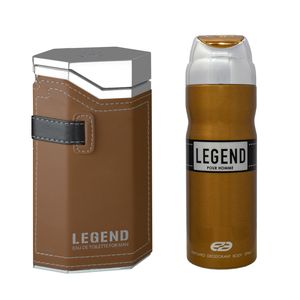ادو پرفیوم مردانه عماد آرا مدل legend حجم 100 میلی لیتر به همراه اسپری عمادآرا مدل legend حجم 200 میلی لیتر