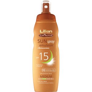 اسپری آفتاب لیلین سان اکتیو مدل sun spray with betacaroten با spf15 حجم 200 میلی لیتر