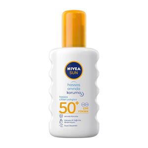 اسپری ضد آفتاب بدون رنگ نیوآ spf 50 مدل aninda koruma ‌مناسب پوست‌های حساس حجم 200 میلی‌لیتر