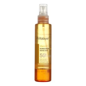 اسپری ضد آفتاب بدون رنگ ویتالیر spf50 مدل vitamine c ‌مناسب برای انواع پوست حجم 150 میلی‌لیتر