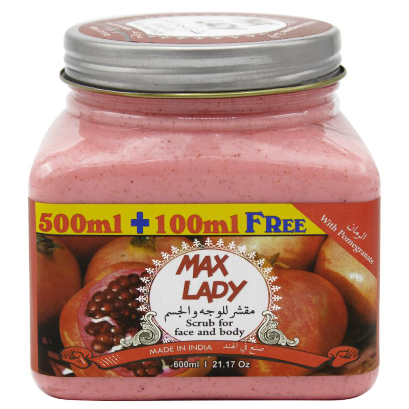 اسکراب لایه بردار پوست مکس لیدی مدل pomegranate حجم 600 میلی لیتر