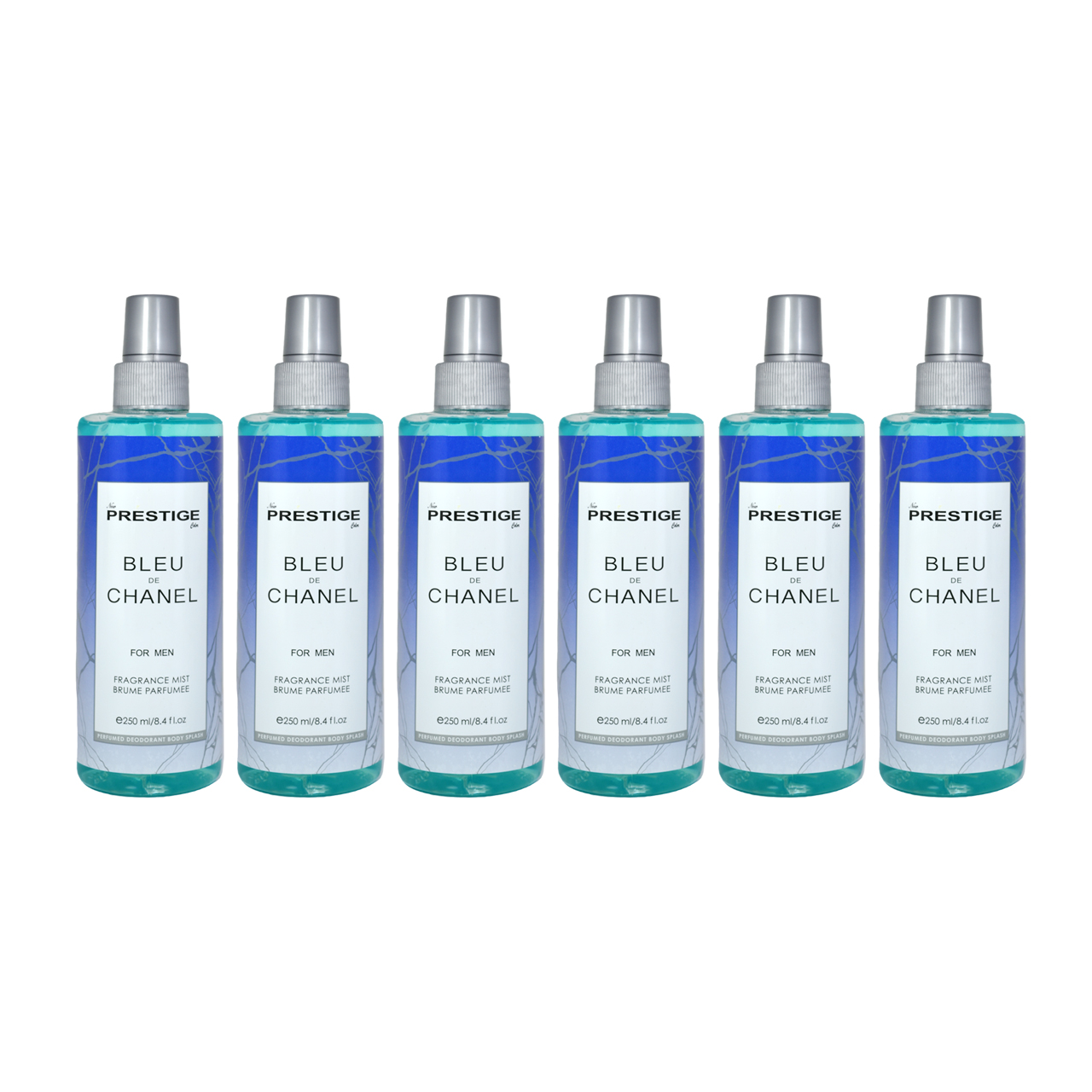 بادی اسپلش مردانه پرستیژ مدل blue de chanel حجم 250 میلی لیتر مجموعه 6 عددی