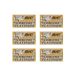 تیغ یدک سنتی بیک مدل platinum chromium double edge مجموعه 6 عددی