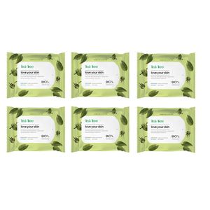 دستمال مرطوب بیول مدل tea tree بسته 6 عددی