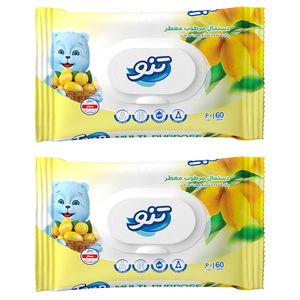 دستمال مرطوب تنو مدل lemon بسته 2 عددی