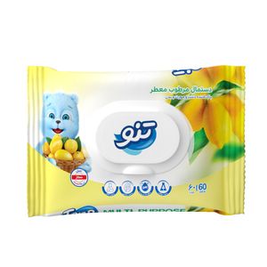 دستمال مرطوب تنو مدل lemon بسته 60 عددی