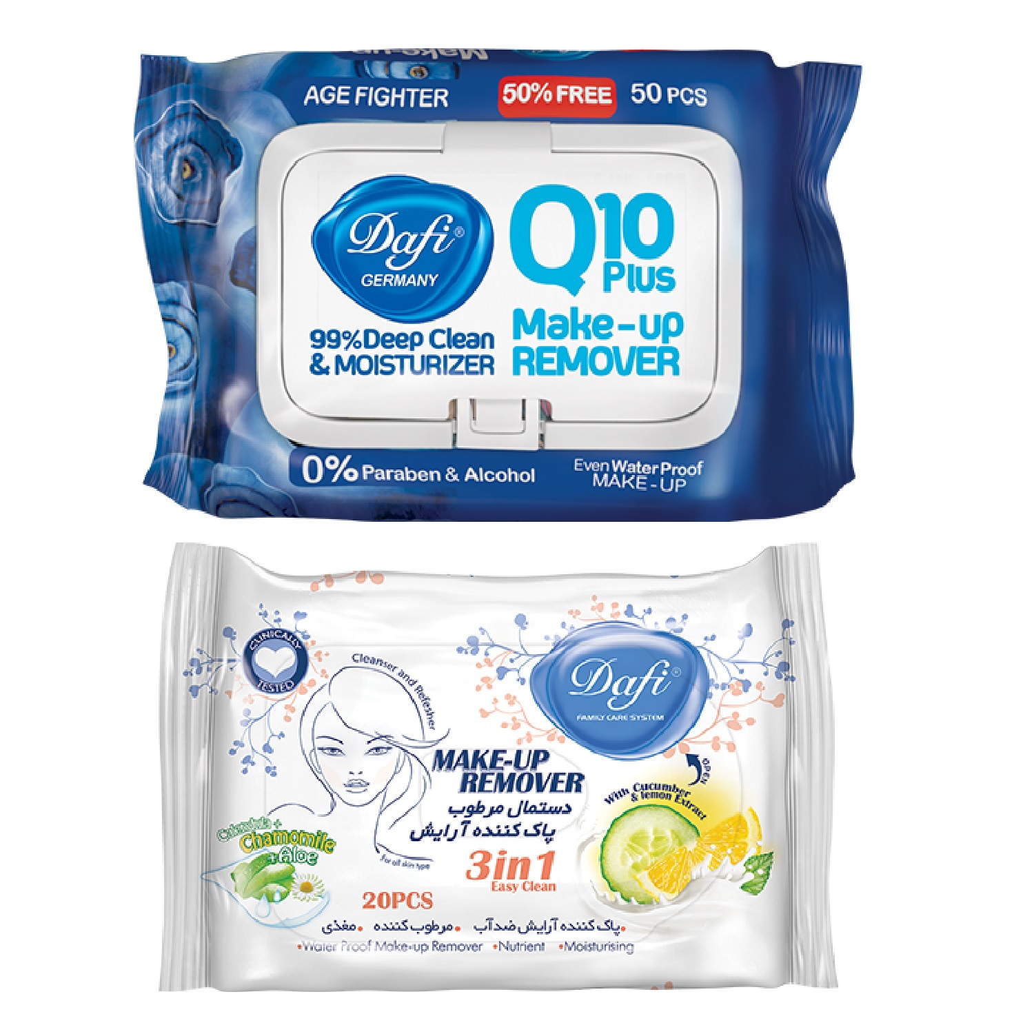 دستمال مرطوب دافی مدل q10 مجموعه 2 عددی