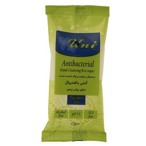 دستمال مرطوب دست یونی لد مدل antibacterial بسته 12 عددی