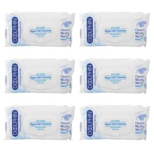 دستمال مرطوب دلفین مدل skin care مجموعه 6 عددی