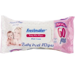 دستمال مرطوب فرش میکر مدل cream  بسته 60 عددی