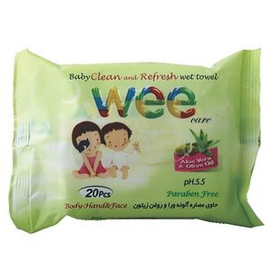 دستمال مرطوب وی تمیز کننده کودک  بسته 20 عددی