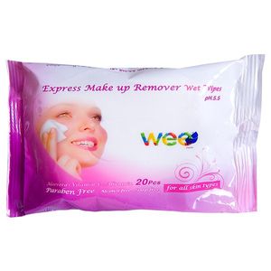 دستمال مرطوب وی پاک کننده آرایش  بسته 20 عددی
