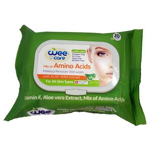 دستمال مرطوب وی کر مدل mix of amino acid بسته 20 عددی