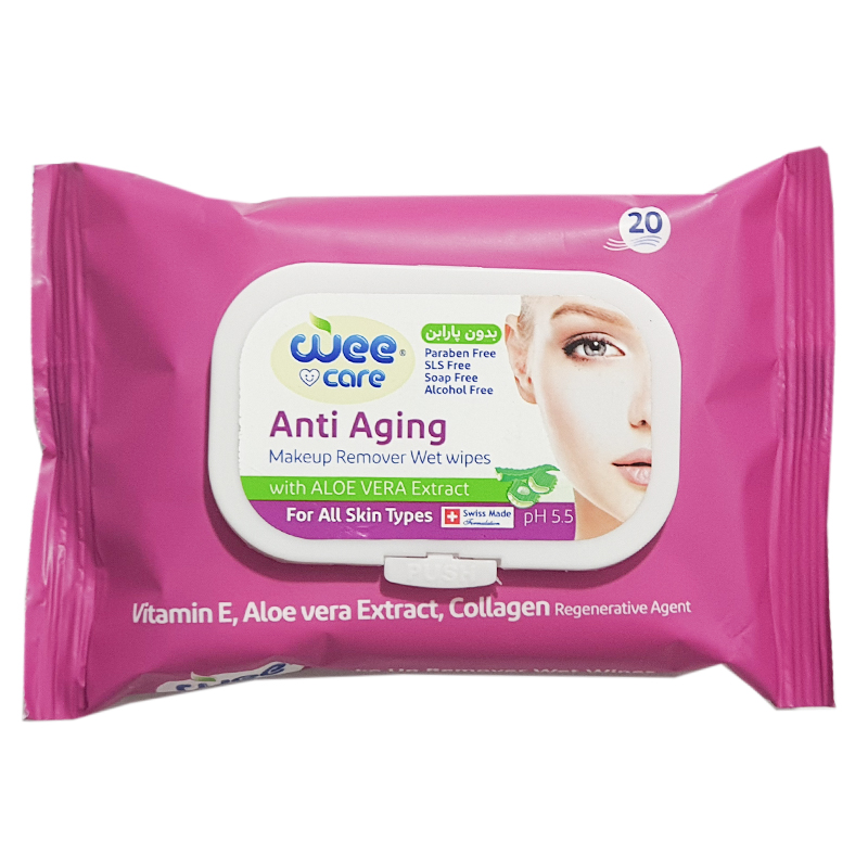 دستمال مرطوب وی کر مدل new anti aging بسته 20 عددی