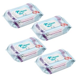 دستمال مرطوب پاک کننده آرایش دلفین کد 1 مجموعه 4 عددی