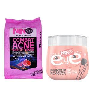 دستمال مرطوب پاک کننده آرایش نینو بسته 27 عددی به همراه دستمال مرطوب پاک کننده آرایش مدل eye بسته 45 عددی