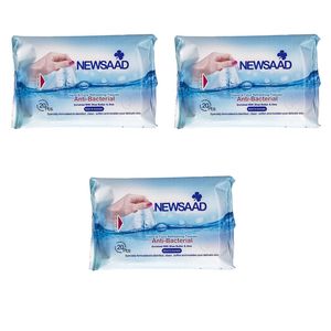 دستمال مرطوب پاک کننده آرایش نیوساد مدل anti bactrial بسته 60 عددی