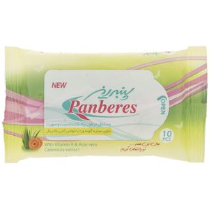 دستمال مرطوب پاک کننده دست و صورت پنبه ریز بسته 10 عددی