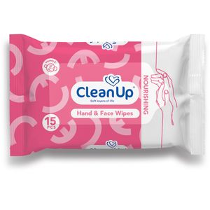 دستمال مرطوب پاک کننده دست و صورت کلین آپ مدل nourishing بسته 15 عددی