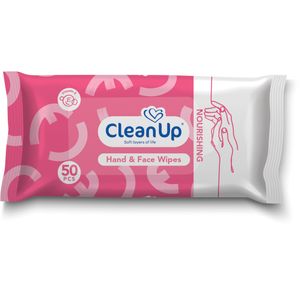 دستمال مرطوب پاک کننده دست و صورت کلین آپ مدل nourishing بسته 50 عددی