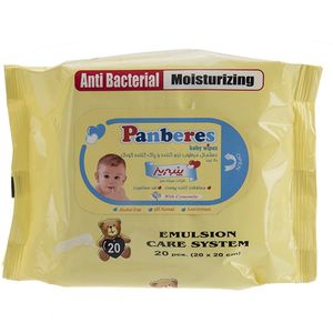 دستمال مرطوب پنبه ریز نرم کننده و پاک کننده کودک  بسته 20 عددی