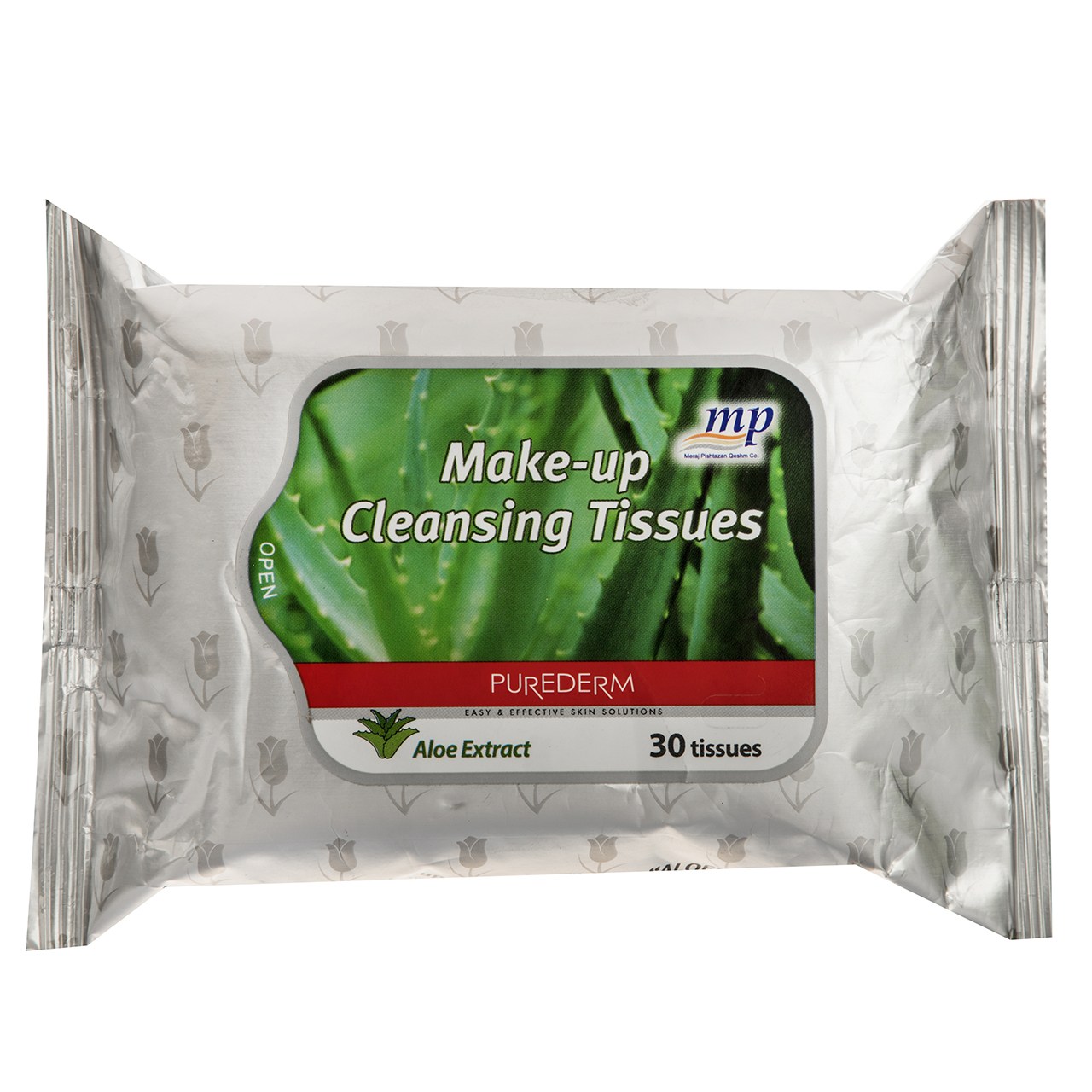 دستمال مرطوب پیوردرم مدل aloe vera extract بسته 30 عددی