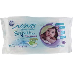 دستمال مرطوب کودک نینو مدل sensitive  بسته 70 عددی