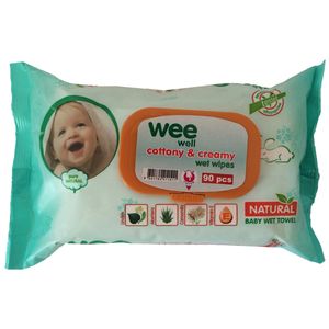 دستمال مرطوب کودک وی ول مدل creamy بسته 90 عددی