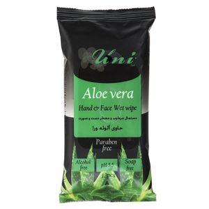 دستمال مرطوب یونی لد مدل aloe vera بسته 12 عددی