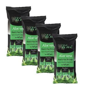 دستمال مرطوب یونی لد مدل aloe vera مجموعه 4 عددی