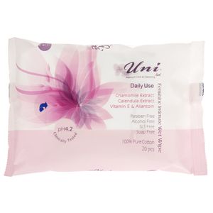 دستمال مرطوب یونی لد مدل feminine intimate بسته 20 عددی