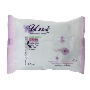دستمال مرطوب یونی لد مدل oily skin بسته 20 عددی