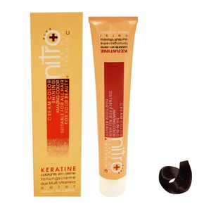 رنگ مو نیترو سری keratine شماره 6.3 حجم 100 میلی لیتر رنگ قهوه ای زیتونی روشن