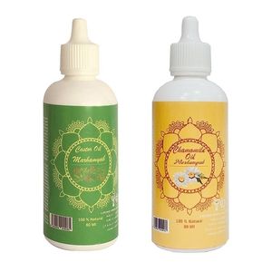 روغن تقویت کننده مو، مژه و ابرو مدل گل بابونه و کرچک حجم 80 میلی لیتر مجموعه 2 عددی