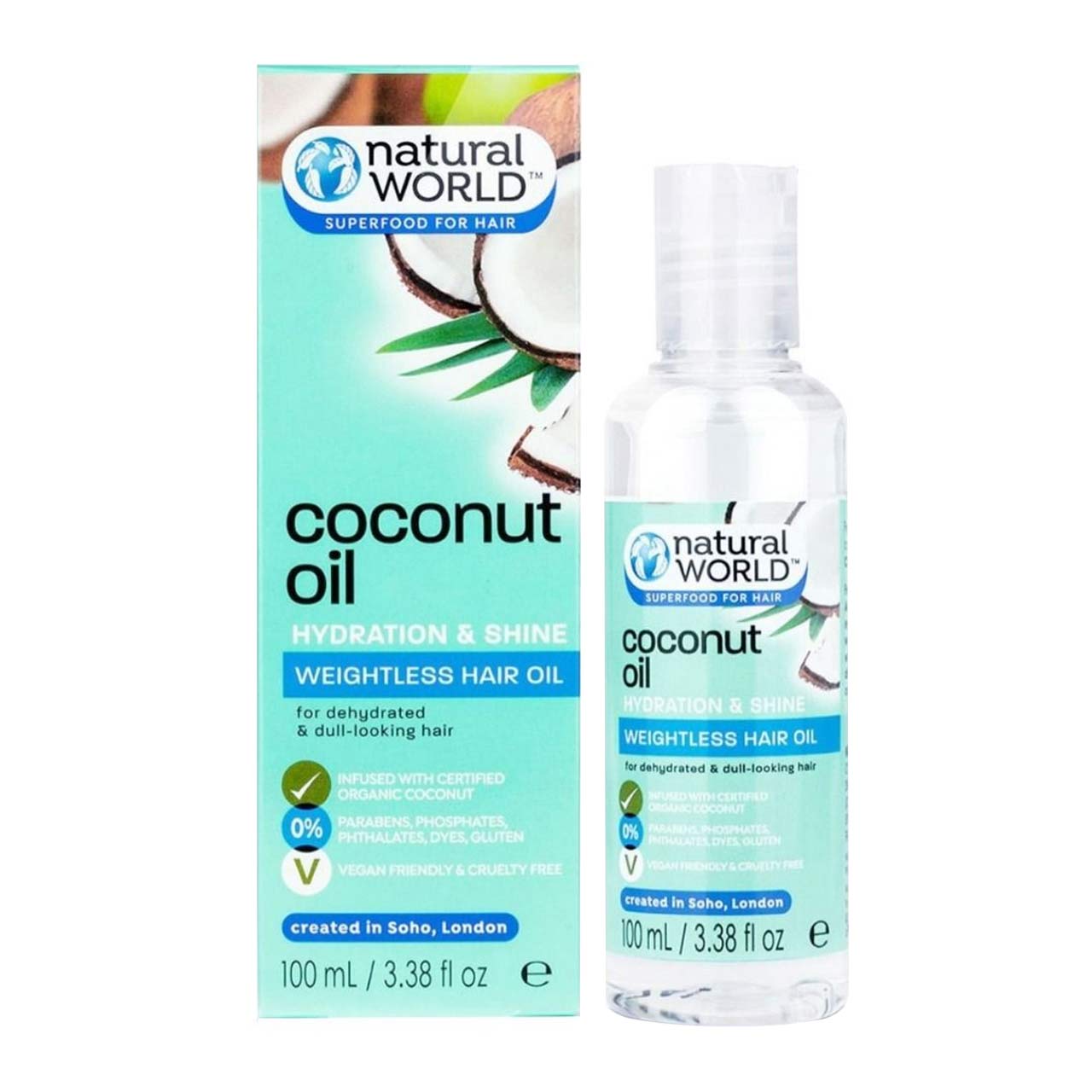 روغن مو نچرال ورلد مدل hydration & shine حجم 100 میلی لیتر
