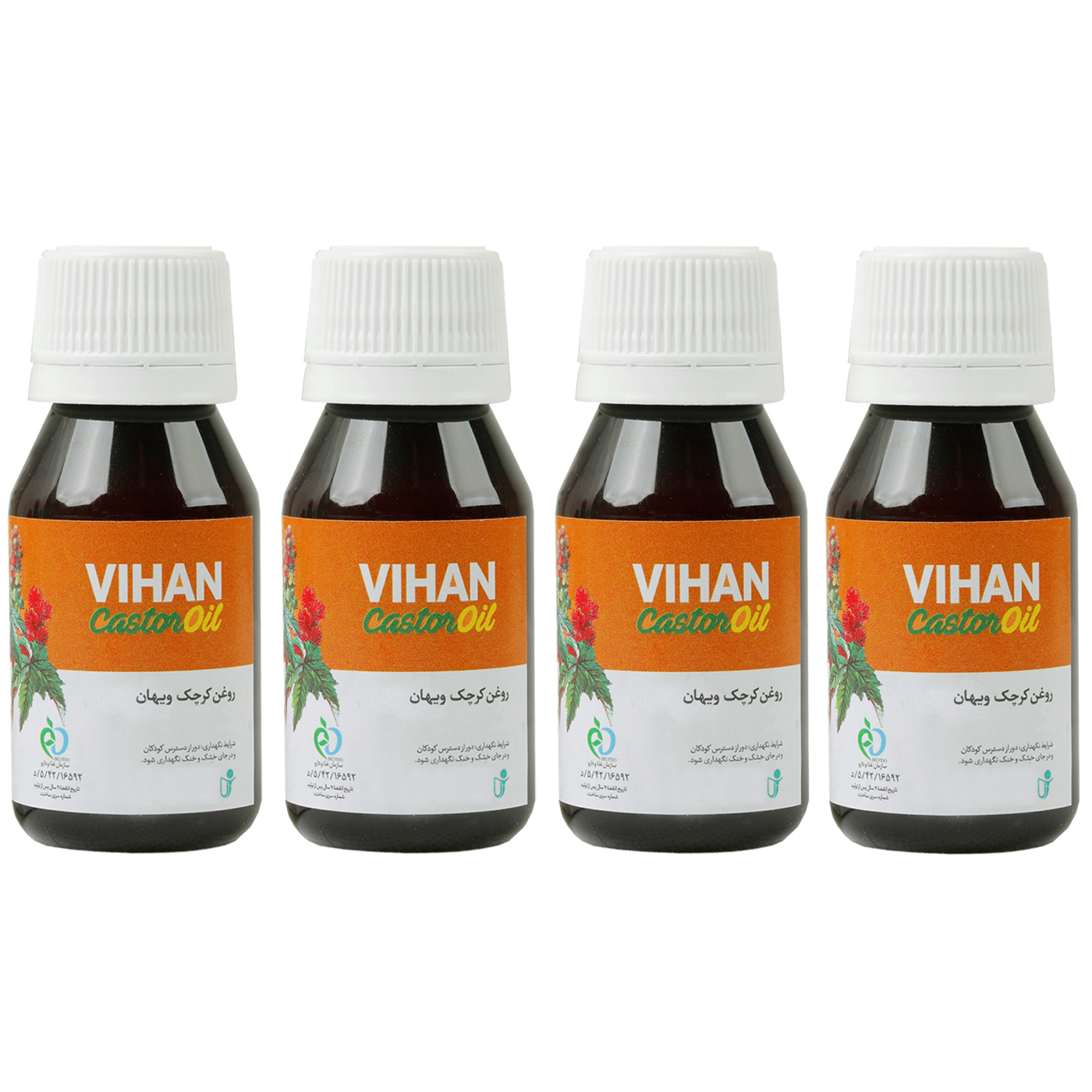 روغن کرچک ویهان کد 24301 حجم 40 میلی لیتر مجموعه 4 عددی