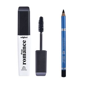 ریمل حجم دهنده دیپ رومانس مدل dr01 به همراه مداد چشم بل مدل waterproof long lasting