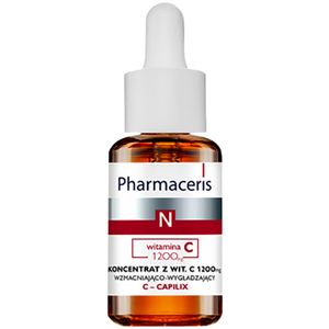 سرم ویتامین c جوان کننده و تنظیم رنگدانه پوست فارماسریز مدل witamin c 1200mg c capilix حجم 30 میلی لیتر