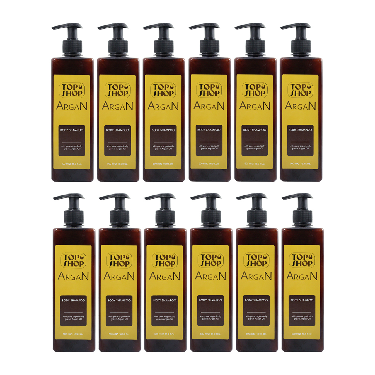 شامپو بدن تاپ شاپ مدل argan oil حجم 500 میلی لیتر مجموعه 12 عددی