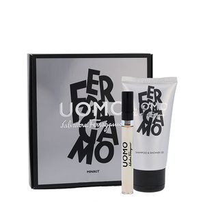 شامپو بدن سالواتوره فراگامو مدل uomo حجم 50 میلی لیتر به همراه عطر جیبی سالواتوره فراگامو مدل uomo حجم 5 میلی لیتر