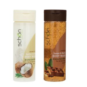 شامپو بدن شون مدل coconut and milk حجم 300 میلی لیتر به همراه شامپو بدن شون مدل chocolate حجم 300 میلی لیتر