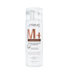 شامپو تقویت کننده و مغذی پریم مدل m+ argan oil مناسب موهای رنگ شده حجم 250 میلی لیتر
