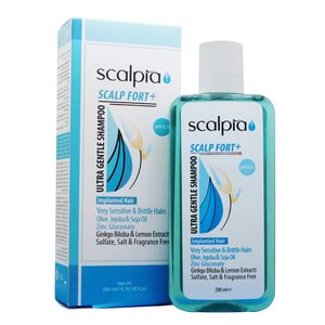 شامپو مو اسکالپیا مدل +scalp fort حجم 200 میلی لیتر