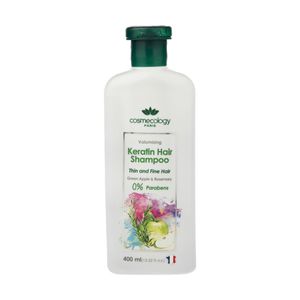 شامپو کراتینه حجم دهنده موی سر کاسمکولوژی مدل green apple حجم 400 میلی لیتر