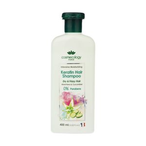 شامپو کراتینه مرطوب کننده قوی موی سر کاسمکولوژی مدل aloe vera حجم 400 میلی لیتر