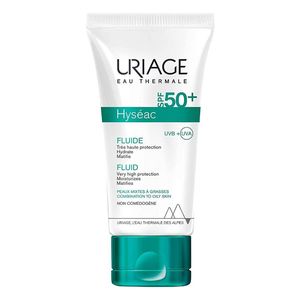 فلوئید ضد آفتاب بی رنگ اوریاژ +spf50 مدل hyseac مناسب پوست های چرب و مختلط حجم 50 میلی لیتر