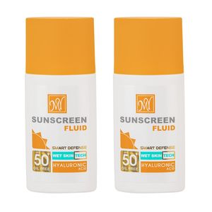 فلوئید ضد آفتاب بی رنگ مای spf50 مدل hyaluronic acid مناسب انواع پوست حجم 50 میلی لیتر مجموعه 2 عددی