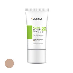 فلوئید ضدآفتاب رنگی ویتالیر spf 50 مدل activit مناسب پوست های چرب حجم 50 میلی لیتر