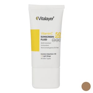 فلوئید ضدآفتاب رنگی ویتالیر spf 50 مدل vitamin c مناسب انواع پوست حجم 50 میلی لیتر