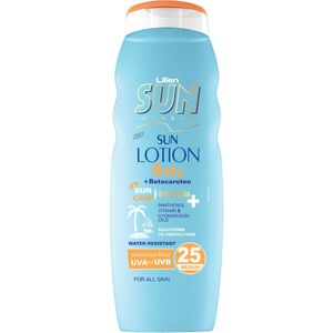 لوسیون آفتاب لیلین سان اکتیو مدل baby with betacaroten با spf25 حجم 200 میلی لیتر